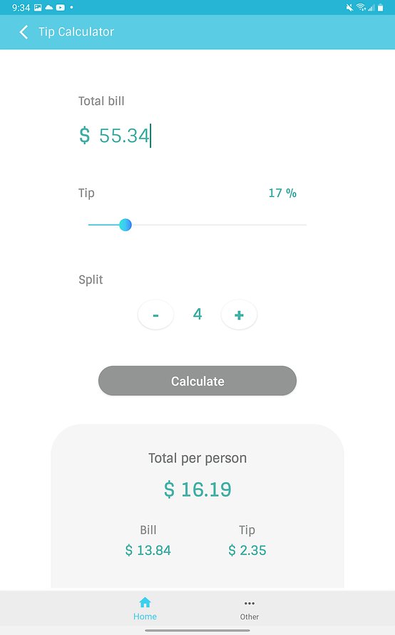 tip calculator page